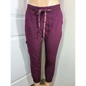 Med Couture Touch Womens Sz SP Scrub Jogger Pants Drawstring Purple Cargo